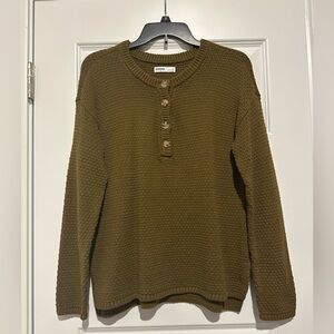 Sonoma Olive Buttoned Knit Sweater Top Small